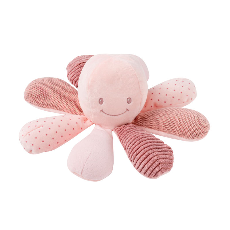  soft toy rattle octopuss pink 25 cm 